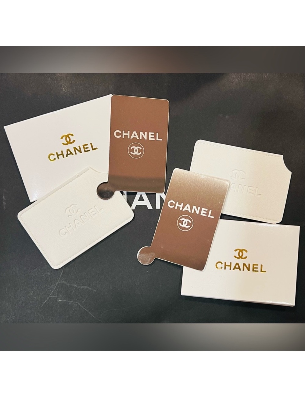 Chanel card mirror in White case